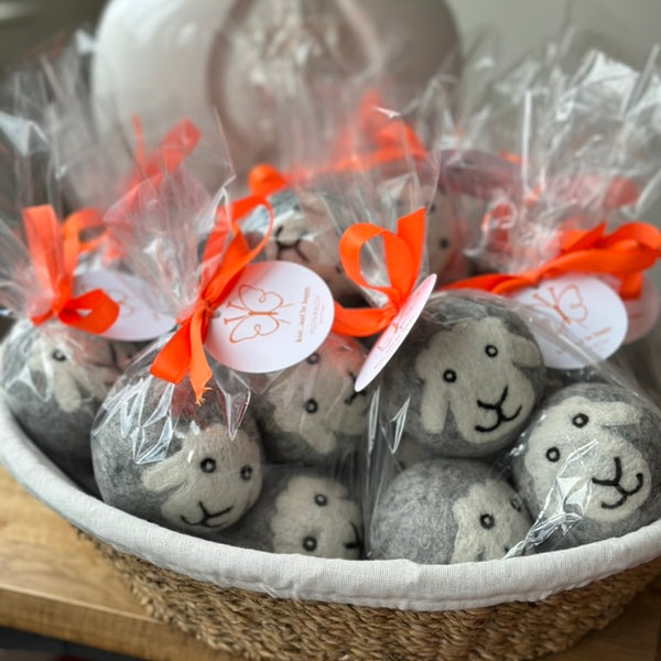 Smiling Sheep Hand-Felted Dryer Balls, Set of 3