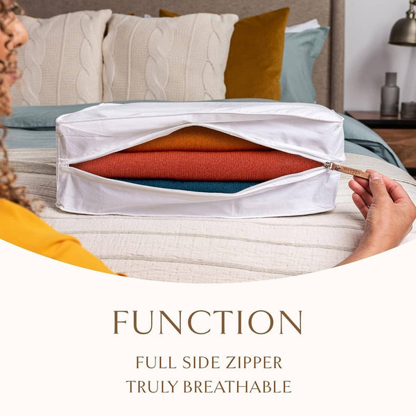 Luxury Organic Cotton Sweater Storage Bag: Fits 6 Fine Knits