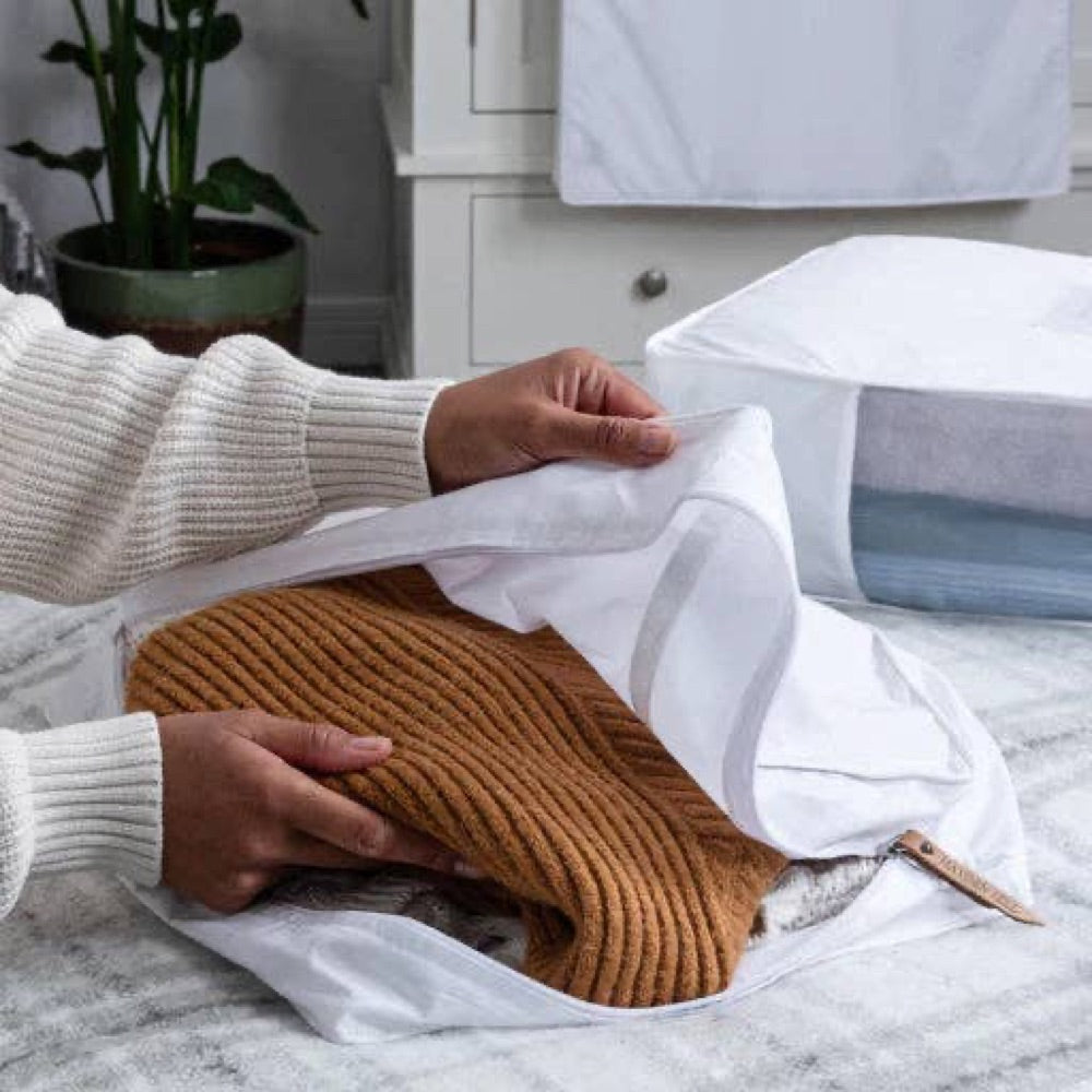 Luxury Organic Cotton Sweater Storage Bag: Fits 4 Knits