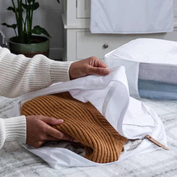Luxury Organic Cotton Sweater Storage Bag: Fits 4 Knits