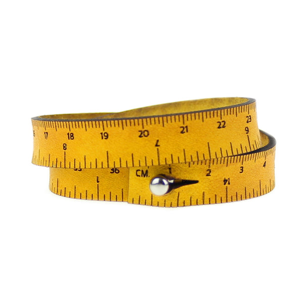 Leather Wrist Ruler Bracelet, 16-inch