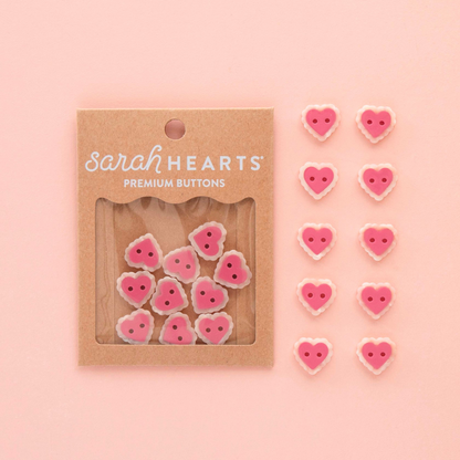 Sarah Hearts Buttons - 5/8" (pack of 10)