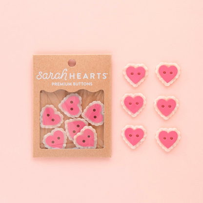 Sarah Hearts Buttons - 1" (pack of 10)