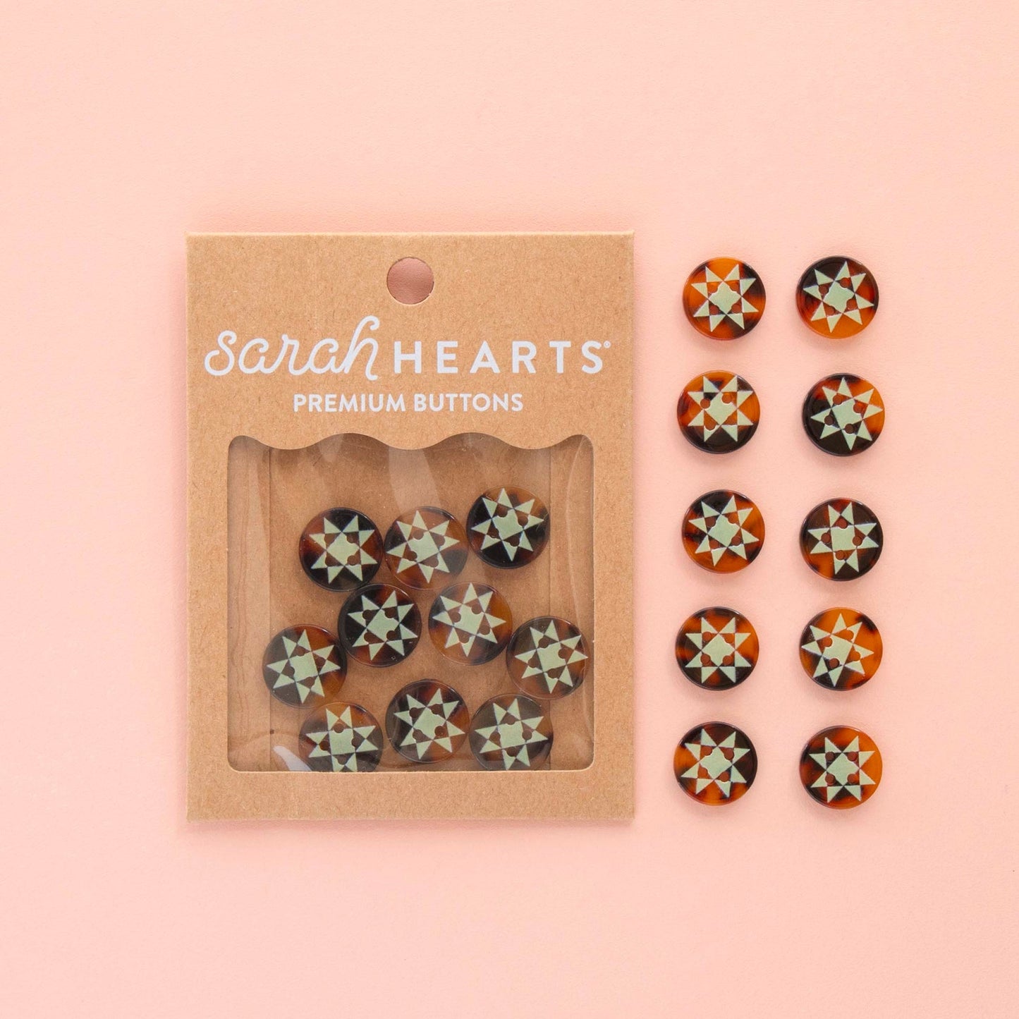 Sarah Hearts Buttons - 5/8" (pack of 10)